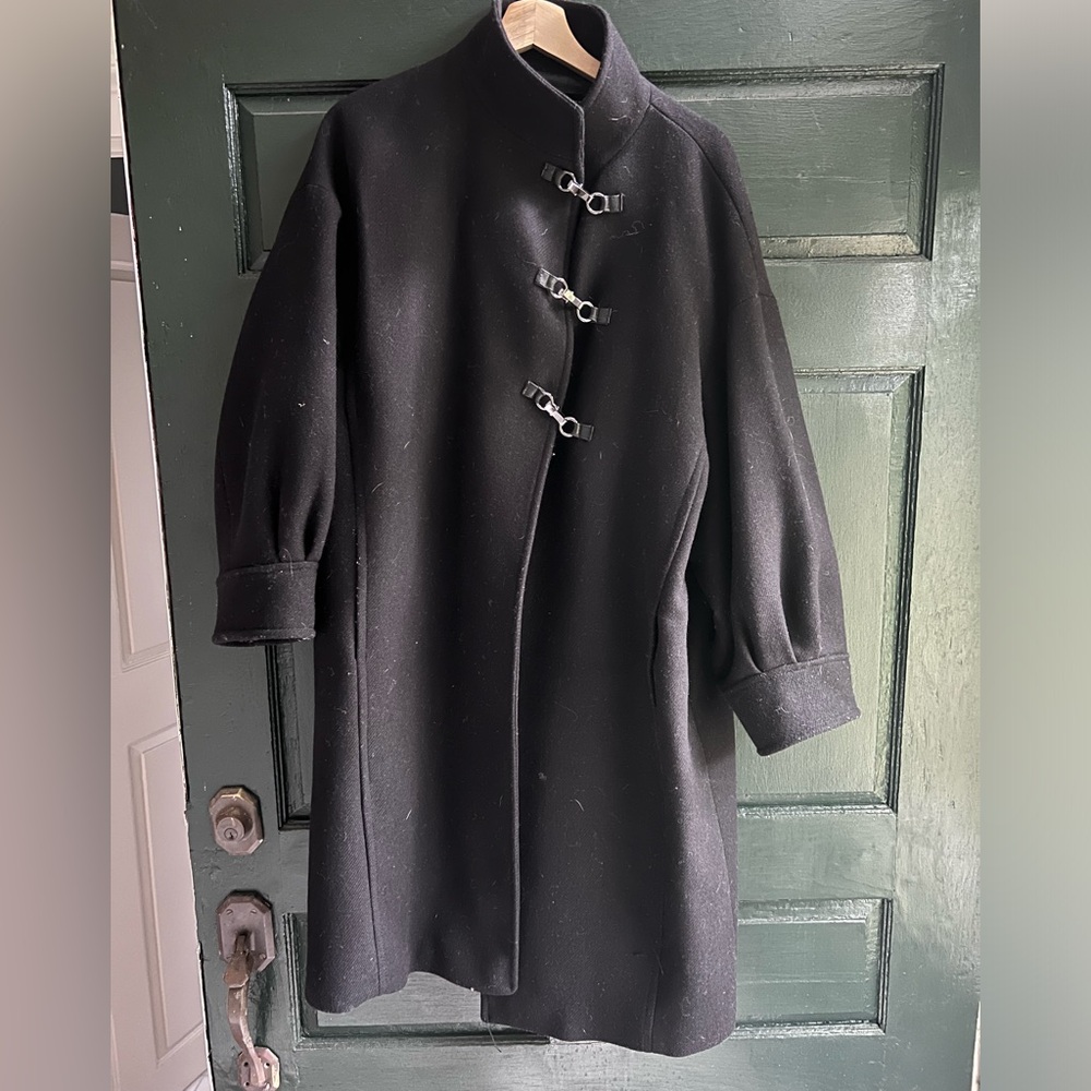 Zara High Collar Wool Blend Coat Black